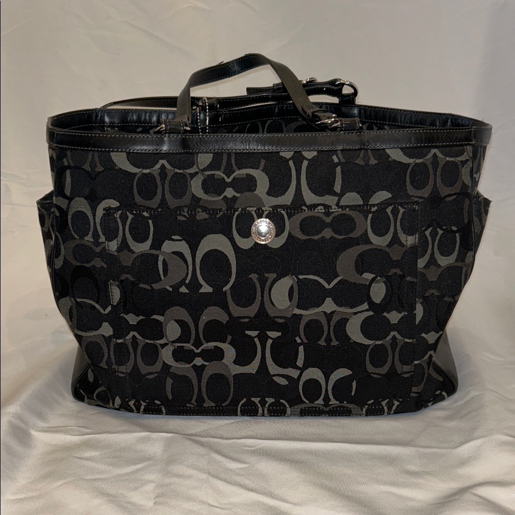 Coach Black And Gray Signature Baby Bag